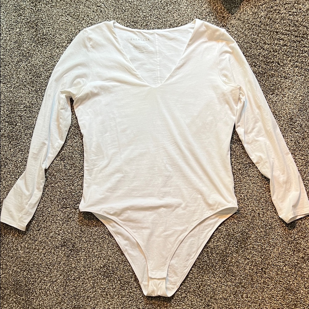 Everlane Cream Long Sleeve Bodysuit